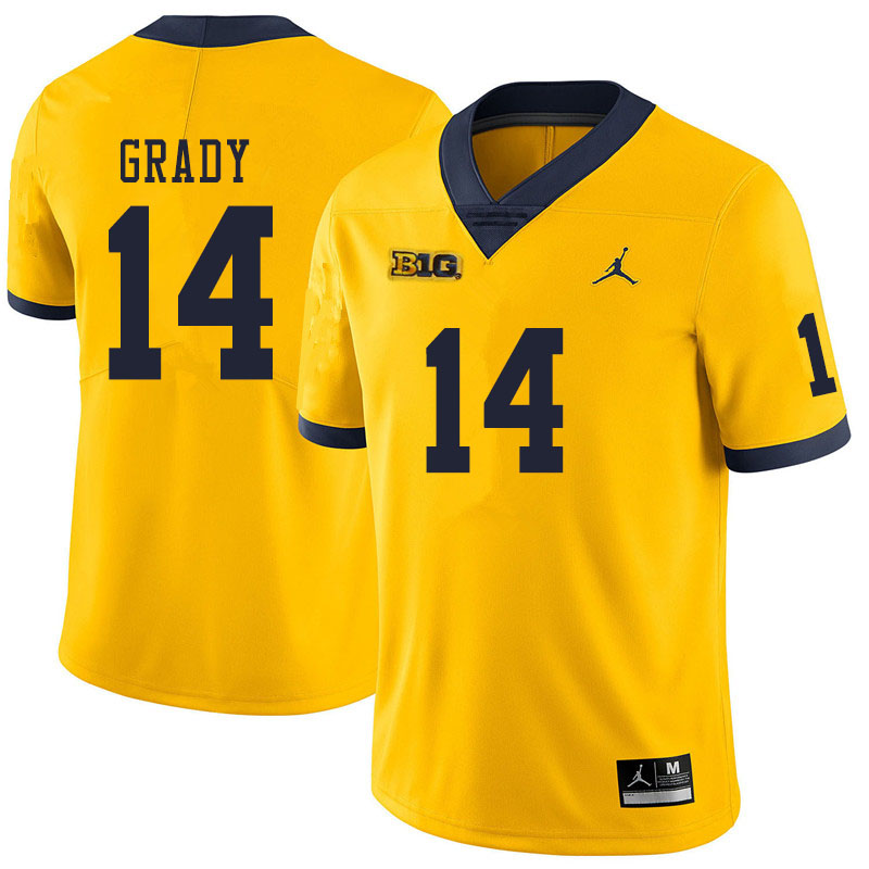 Men #14 Kyle Grady Michigan Wolverines College Football Jerseys Sale-Yellow